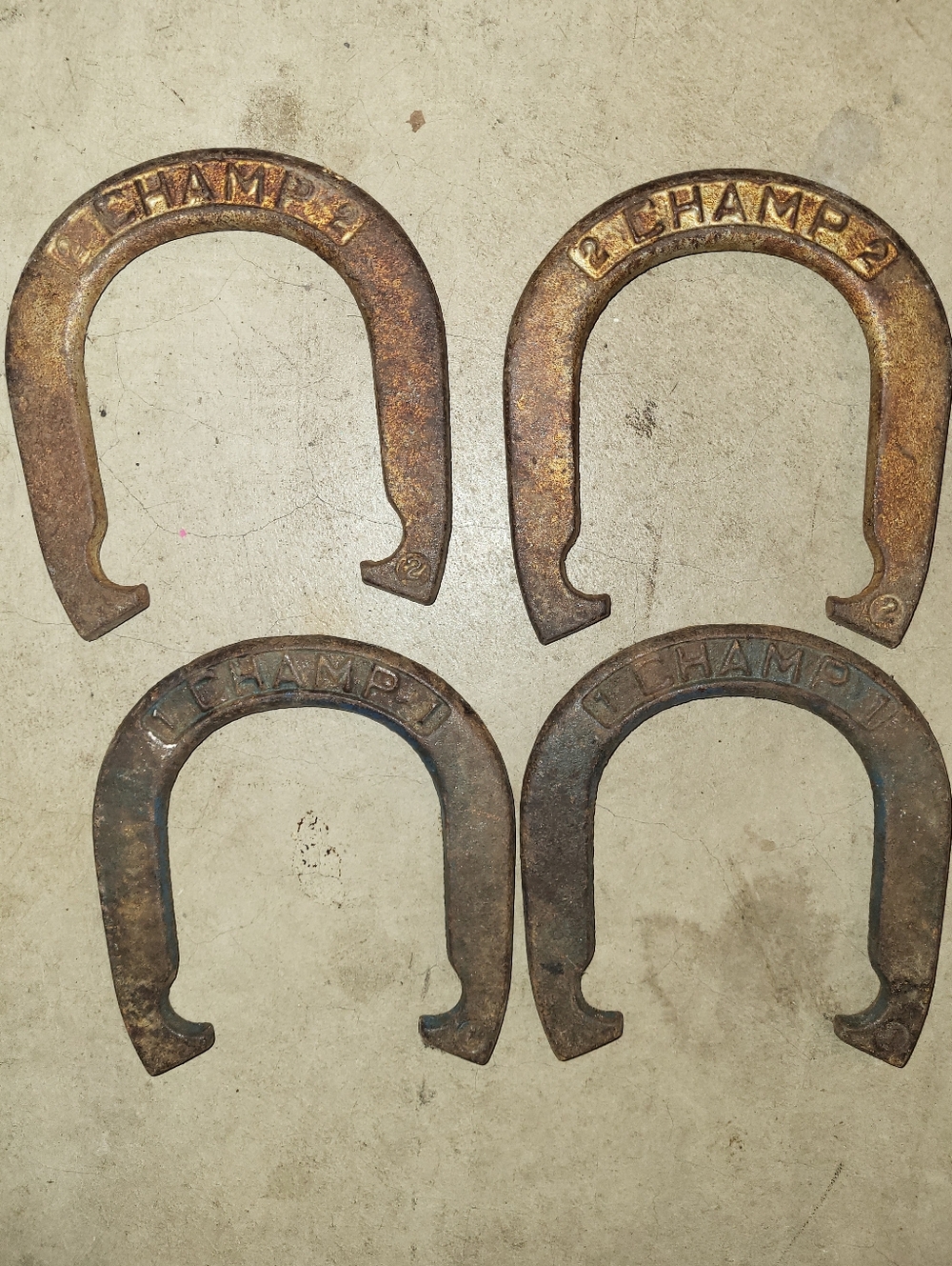 CHAMP Cast Iron Pitching Horseshoe Outdoor Games Set of 4 - Vintage